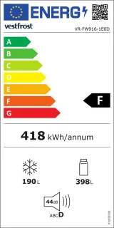 Vestfrost VR-FW916-1E0D koel-vriescombinatie zwart RVS 588L