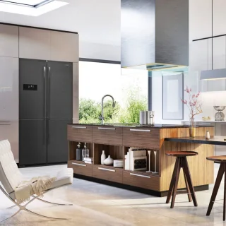 Vestfrost VR-FW916-1E0D koel-vriescombinatie zwart RVS 588L