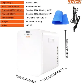 Vihes Mini koelkast - koel-vriescombinatie 20 L