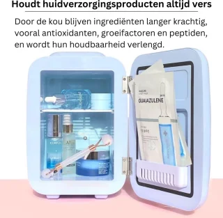 Vintage Blauwe Mini Koelkast 4L Draagbaar