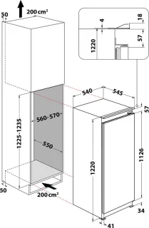 Whirlpool ARG 7342 Ingebouwde koelkast 189L