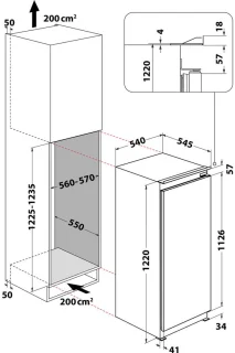 Whirlpool ARG7341 Combi-koelkast Inbouw 189L