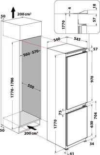 Whirlpool ART66102 Koel-vriescombinatie Inbouw