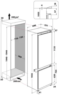 Whirlpool WH SP70 T121 Inbouw Koel-vriescombinatie 394L