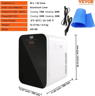 Wildor Mini Koelkast 20L Vrijstaand Wit 12V