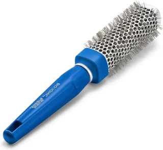 Round Brush for Medium Hair - NanoIonic Conditioning, Crimped Bristles - Soft Touch Easy Grip Handle