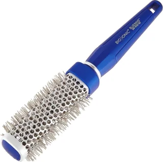 Round Brush for Medium Hair - NanoIonic Conditioning, Crimped Bristles - Soft Touch Easy Grip Handle