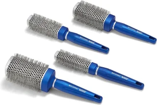 Round Brush for Medium Hair - NanoIonic Conditioning, Crimped Bristles - Soft Touch Easy Grip Handle