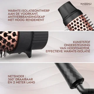 Nassauproducts® 6 in 1 Krultang met opzetstukken - Airstyler - Multistyler - Krulborstel - Keramische Haarkruller - 13 tot 32mm - Rosé goud