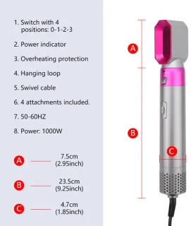 Hot Air Styler Set - Wit - Multistyler - Krultang - Föhn - 5 in 1 styler - warme luchtborstel - Kort en langhaar