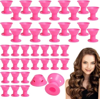 40 stuks magische krulnagels, draagbare krultangen, grote en kleine magische krullen, krullen zonder het haar te beschadigen, Geschikt voor alle haartypen (roze)