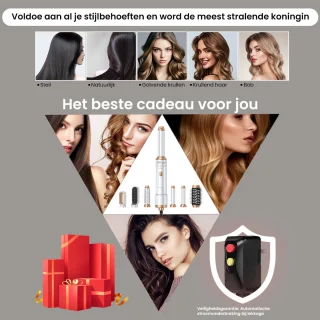6 in 1 föhnborstel, föhnborstel, ionische föhn, multi-haarstyler voor snel drogen, stylen, krullen, stijlen en volume geven, haarkrultang, stijltang, autowrap airstyler