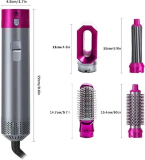 Airstyler – 5 in 1 Krultangset – Multistyler - Multifunctionele Haarstyler – Instelbare Modi – Gladde Krullen & Golven – voor Lang en Kort haar – Modern – Roze/Grijs
