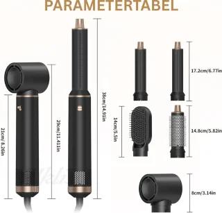 Fohnborstel - Krulborstel - Krultang 5 in 1 - Zwart