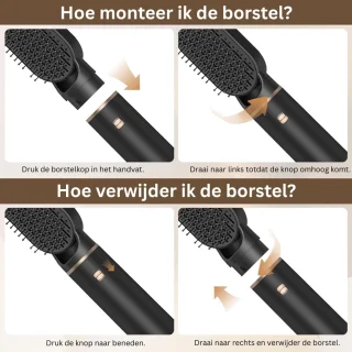 Fohnborstel - Krulborstel - Krultang 5 in 1 - Zwart