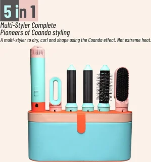 5 in 1 Hairstyler - Airstyler - Airwrap - Multistyler Fohnborstel - Stijlborstel - Haardroger met borstel - Automatische Krultang - Inclusief Leren Opbergdoos