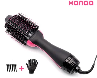 XANAA® - 3 in 1 Föhnborstel voor Extra Volume, Stijlen en Krullen - Airstyler - Krulborstel - Keramische Magic Brush - 1000W - Ø 45 mm - Zwart/Roze