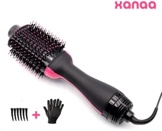 XANAA® - 3 in 1 Föhnborstel voor Extra Volume, Stijlen en Krullen - Airstyler - Krulborstel - Keramische Magic Brush - 1000W - Ø 45 mm - Zwart/Roze
