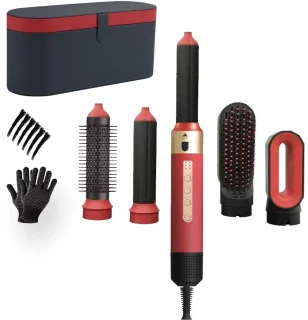 XANAA® - 5in1 Multistyler Highspeed Pro met 110.000 RPM - Red Velvet - Luxe opbergdoos zwart - 1350W - Fohnborstel - Föhn - Airstyler - Heteluchtborstel - Krulborstel - Hairstyler - met warmte tot 110 graden.