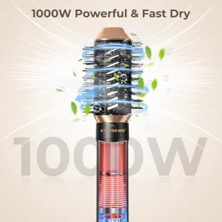 6-in-1 warme luchtborstelset 1000 W Airstyler föhnborstel negatieve ionen haardrogerset met ronde borstelstyler - haardrogerstyler met stijlborstel