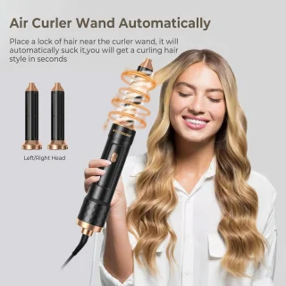 6-in-1 warme luchtborstelset 1000 W Airstyler föhnborstel negatieve ionen haardrogerset met ronde borstelstyler - haardrogerstyler met stijlborstel
