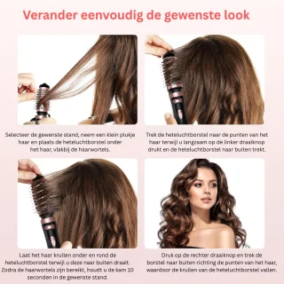 Luxe Ronde Volumeborstel Opzetstuk - Multistyler - Haarstyler föhn - Diffuser voor Krullen - Zwart