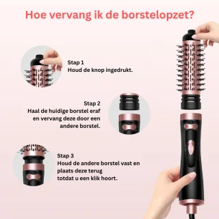 Luxe Ronde Volumeborstel Opzetstuk - Multistyler - Haarstyler föhn - Diffuser voor Krullen - Zwart