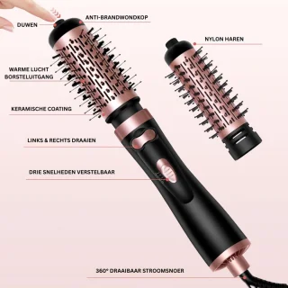 Luxe Ronde Volumeborstel Opzetstuk - Multistyler - Haarstyler föhn - Diffuser voor Krullen - Zwart