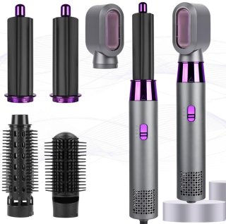 De DailySupplies® Fohnborstel - Krulborstel - Krultang 5 in 1 - Grijs en Paars in één oogopslag