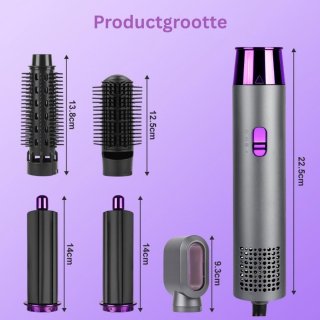 Wat vinden we goed aan de DailySupplies® Fohnborstel - Krulborstel - Krultang 5 in 1 - Grijs en Paars