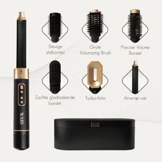 WAJD Airstyler 6-in-1 – Föhn & Multistyler met Auto-Wrap Curlers, Diffuser & Opbergetas – Geen Hitteschade