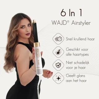 WAJD Airstyler 6-in-1 – Föhn & Multistyler met Auto-Wrap Curlers, Diffuser & Opbergetas – Geen Hitteschade