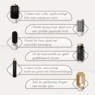 WAJD Airstyler 6-in-1 – Föhn & Multistyler met Auto-Wrap Curlers, Diffuser & Opbergetas – Geen Hitteschade