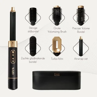 WAJD Airstyler 6-in-1 – Föhn & Multistyler met Auto-Wrap Curlers, Diffuser & Opbergetas – Geen Hitteschade
