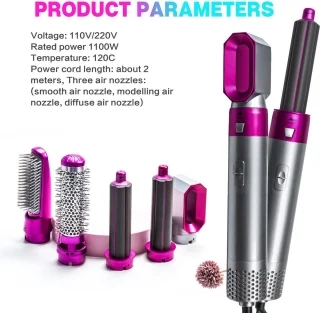 5 in 1 Multistyler - Elektrische föhnborstel – Hetelucht Borstel – Cadeautip – Krultang – Haardroger – Stijltang – Tiktok - Airstyler - Leuk voor moederdag