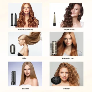 Fohn met Diffuser - Haardroger Krullen - Haarfohn - Fohnborstel - Geel