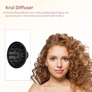 Fohn met Diffuser - Haardroger Krullen - Haarfohn - Fohnborstel - Geel