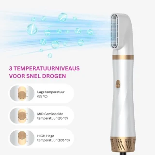DailySupplies® Fohnborstel - Krulborstel - Krultang 5 in 1 - Wit en Goud