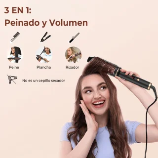 Heat brush 3 in 1 - Ceramic Curling Brush - Keramische Warmteborstel - Krulborstel / Stijlborstel - Incl. Handschoen/Zwart