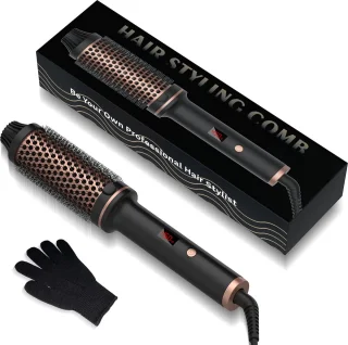 Heat brush 3 in 1 - Ceramic Curling Brush - Keramische Warmteborstel - Krulborstel / Stijlborstel - Incl. Handschoen/Zwart