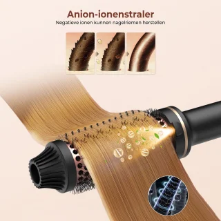 Heat brush 3 in 1 - Ceramic Curling Brush - Keramische Warmteborstel - Krulborstel / Stijlborstel - Incl. Handschoen/Zwart