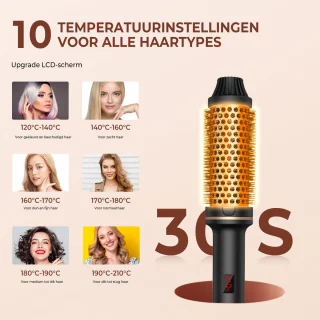 Heat brush 3 in 1 - Ceramic Curling Brush - Keramische Warmteborstel - Krulborstel / Stijlborstel - Incl. Handschoen/Zwart