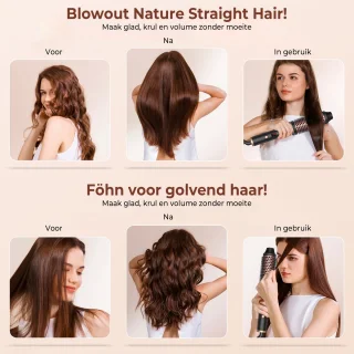 Heat brush 3 in 1 - Ceramic Curling Brush - Keramische Warmteborstel - Krulborstel / Stijlborstel - Incl. Handschoen/Zwart