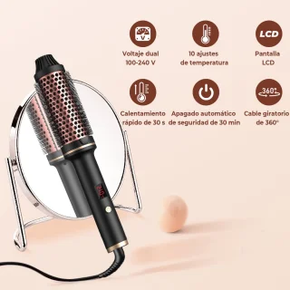 Heat brush 3 in 1 - Ceramic Curling Brush - Keramische Warmteborstel - Krulborstel / Stijlborstel - Incl. Handschoen/Zwart