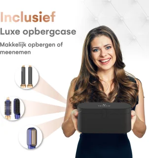 VENEUX® 5 in 1 Föhnborstel - Airstyler - Krulborstel - Multistyler - Diffuser Föhn - Blauw Goud
