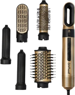 RickiParodi Air – 6-in-1 Haartool – Föhnborstel & Krulset – 6 Opzetstukken – Snelle Opwarming – Voor Alle Haartypes