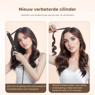 UKLISS 5-in-1 Airstyler - Multistyler - Stijltang & Krultang in één – Krulborstel met 5 Opzetstukken – Fohnborstel - Föhn met 3 Warmtestanden tot 100ºC– Nieuwste 2025 Model – Incl. Haarclips & Handschoen