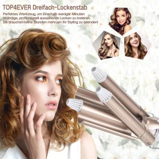 krultangen met 3 temperatuurregelbare staven, gegolfd ijzer, snelle opwarming, grote golven Geschikt voor lang/kort haar, haarstylingtool 22 mm