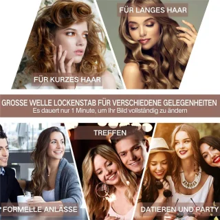 krultangen met 3 temperatuurregelbare staven, gegolfd ijzer, snelle opwarming, grote golven Geschikt voor lang/kort haar, haarstylingtool 22 mm