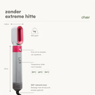 chaer Multistyler - Föhn en Multistyler met 5 Opzetstukken - Airstyler, Föhn, Volume- en Stijlborstel